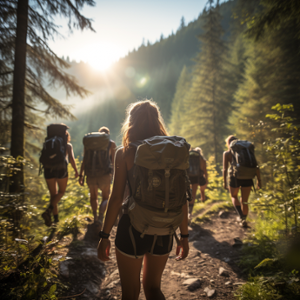 hiking on a summer adventure camp or trip